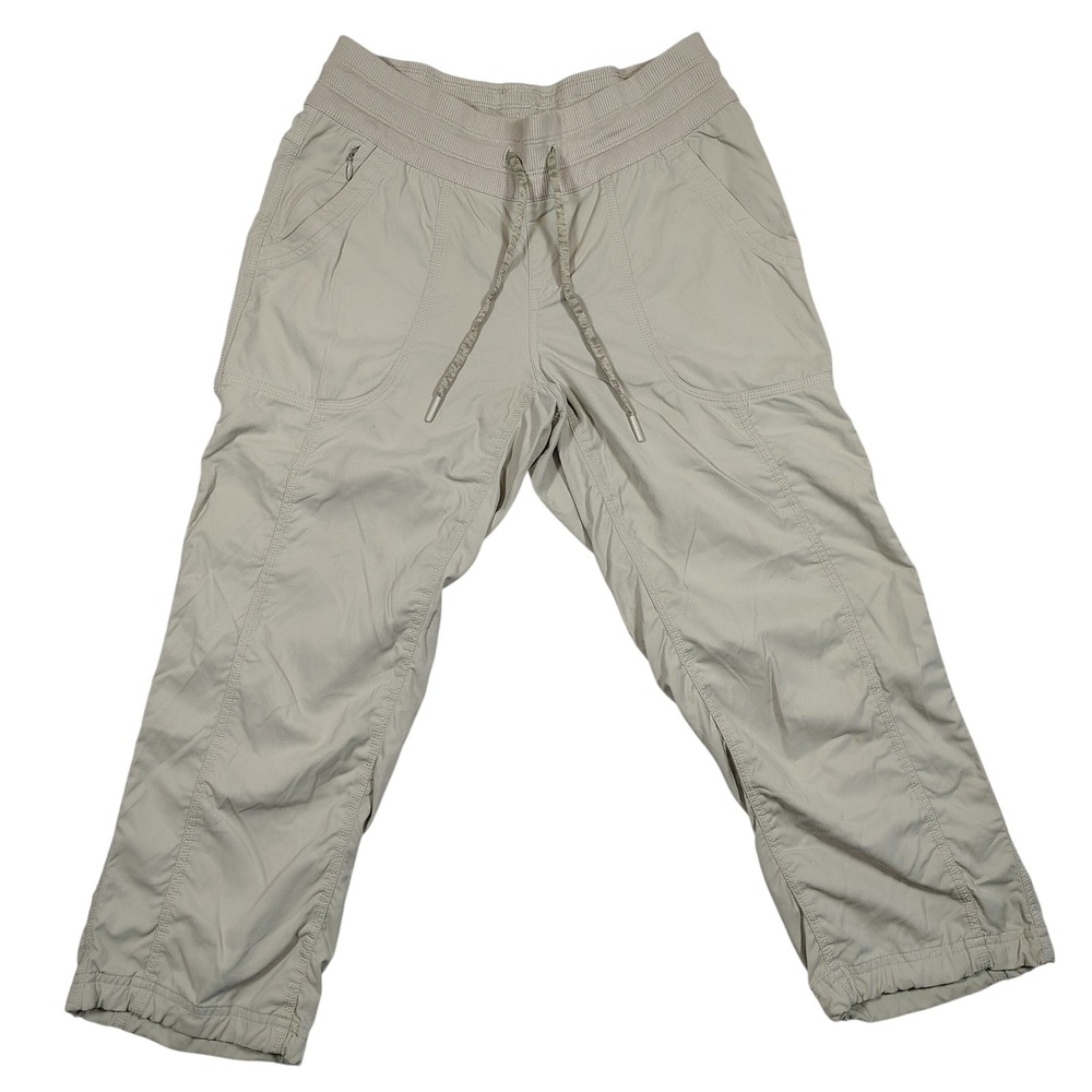 The North Face Aphrodite Pants Womens S Tan Herringbone Nylon Stretch Crop 0082